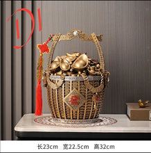 Load image into Gallery viewer, Chinese Feng Shui Lucky Wealth Gold Money Bag Ingot Statue Home/Office Decor Sculpture Craft Living Room TV Cabinet Fortune Ornament Housewarming Gift