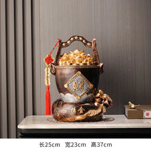 Load image into Gallery viewer, Chinese Feng Shui Lucky Wealth Gold Money Bag Ingot Statue Home/Office Decor Sculpture Craft Living Room TV Cabinet Fortune Ornament Housewarming Gift