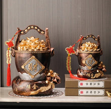 Load image into Gallery viewer, Chinese Feng Shui Lucky Wealth Gold Money Bag Ingot Statue Home/Office Decor Sculpture Craft Living Room TV Cabinet Fortune Ornament Housewarming Gift