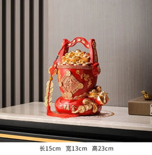 Load image into Gallery viewer, Chinese Feng Shui Lucky Wealth Gold Money Bag Ingot Statue Home/Office Decor Sculpture Craft Living Room TV Cabinet Fortune Ornament Housewarming Gift