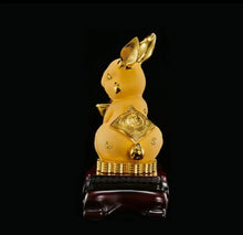 Load image into Gallery viewer, Chinese Feng Shui Lucky Wealth Gold Money Rabbit Statue Home/Office Decor Sculpture Craft Living Room TV Cabinet Fortune Ornament Housewarming Gift