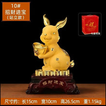 Load image into Gallery viewer, Chinese Feng Shui Lucky Wealth Gold Money Rabbit Statue Home/Office Decor Sculpture Craft Living Room TV Cabinet Fortune Ornament Housewarming Gift