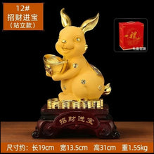 Load image into Gallery viewer, Chinese Feng Shui Lucky Wealth Gold Money Rabbit Statue Home/Office Decor Sculpture Craft Living Room TV Cabinet Fortune Ornament Housewarming Gift