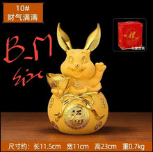 Load image into Gallery viewer, Chinese Feng Shui Lucky Wealth Gold Money Rabbit Statue Home/Office Decor Sculpture Craft Living Room TV Cabinet Fortune Ornament Housewarming Gift