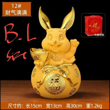 Load image into Gallery viewer, Chinese Feng Shui Lucky Wealth Gold Money Rabbit Statue Home/Office Decor Sculpture Craft Living Room TV Cabinet Fortune Ornament Housewarming Gift