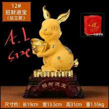 Load image into Gallery viewer, Chinese Feng Shui Lucky Wealth Gold Money Rabbit Statue Home/Office Decor Sculpture Craft Living Room TV Cabinet Fortune Ornament Housewarming Gift