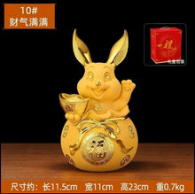 Load image into Gallery viewer, Chinese Feng Shui Lucky Wealth Gold Money Rabbit Statue Home/Office Decor Sculpture Craft Living Room TV Cabinet Fortune Ornament Housewarming Gift