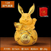 Load image into Gallery viewer, Chinese Feng Shui Lucky Wealth Gold Money Rabbit Statue Home/Office Decor Sculpture Craft Living Room TV Cabinet Fortune Ornament Housewarming Gift