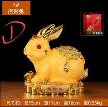 Load image into Gallery viewer, Chinese Feng Shui Lucky Wealth Gold Money Rabbit Statue Home/Office Decor Sculpture Craft Living Room TV Cabinet Fortune Ornament Housewarming Gift