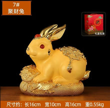Load image into Gallery viewer, Chinese Feng Shui Lucky Wealth Gold Money Rabbit Statue Home/Office Decor Sculpture Craft Living Room TV Cabinet Fortune Ornament Housewarming Gift