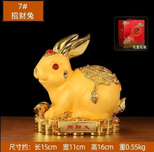 Load image into Gallery viewer, Chinese Feng Shui Lucky Wealth Gold Money Rabbit Statue Home/Office Decor Sculpture Craft Living Room TV Cabinet Fortune Ornament Housewarming Gift