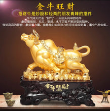 Load image into Gallery viewer, Chinese Feng Shui Lucky Wealth Gold Money Ox Cow Cattle Statue Home/Office Decor Sculpture Craft Living Room TV Cabinet Fortune Ornament Housewarming Gift