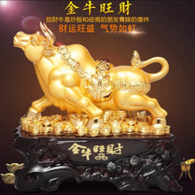 Load image into Gallery viewer, Chinese Feng Shui Lucky Wealth Gold Money Ox Cow Cattle Statue Home/Office Decor Sculpture Craft Living Room TV Cabinet Fortune Ornament Housewarming Gift