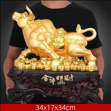 Load image into Gallery viewer, Chinese Feng Shui Lucky Wealth Gold Money Ox Cow Cattle Statue Home/Office Decor Sculpture Craft Living Room TV Cabinet Fortune Ornament Housewarming Gift