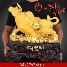 Load image into Gallery viewer, Chinese Feng Shui Lucky Wealth Gold Money Ox Cow Cattle Statue Home/Office Decor Sculpture Craft Living Room TV Cabinet Fortune Ornament Housewarming Gift