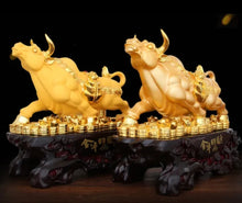 Load image into Gallery viewer, Chinese Feng Shui Lucky Wealth Gold Money Ox Cow Cattle Statue Home/Office Decor Sculpture Craft Living Room TV Cabinet Fortune Ornament Housewarming Gift