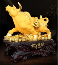 Load image into Gallery viewer, Chinese Feng Shui Lucky Wealth Gold Money Ox Cow Cattle Statue Home/Office Decor Sculpture Craft Living Room TV Cabinet Fortune Ornament Housewarming Gift