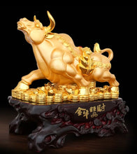 Load image into Gallery viewer, Chinese Feng Shui Lucky Wealth Gold Money Ox Cow Cattle Statue Home/Office Decor Sculpture Craft Living Room TV Cabinet Fortune Ornament Housewarming Gift