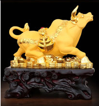 Load image into Gallery viewer, Chinese Feng Shui Lucky Wealth Gold Money Ox Cow Cattle Statue Home/Office Decor Sculpture Craft Living Room TV Cabinet Fortune Ornament Housewarming Gift