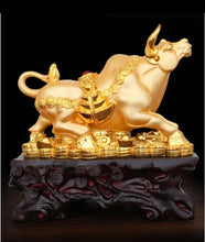 Load image into Gallery viewer, Chinese Feng Shui Lucky Wealth Gold Money Ox Cow Cattle Statue Home/Office Decor Sculpture Craft Living Room TV Cabinet Fortune Ornament Housewarming Gift
