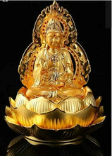 Load image into Gallery viewer, Chinese Feng Shui Lucky Wealth Gold Blessing Guanyin Buddha God Statue Home/Office Decor Sculpture Craft Living Room TV Cabinet Fortune Ornament Housewarming Gift
