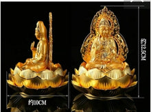 Load image into Gallery viewer, Chinese Feng Shui Lucky Wealth Gold Blessing Guanyin Buddha God Statue Home/Office Decor Sculpture Craft Living Room TV Cabinet Fortune Ornament Housewarming Gift