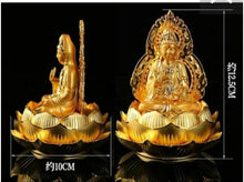 Load image into Gallery viewer, Chinese Feng Shui Lucky Wealth Gold Blessing Guanyin Buddha God Statue Home/Office Decor Sculpture Craft Living Room TV Cabinet Fortune Ornament Housewarming Gift