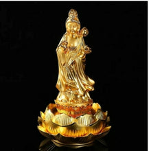 Load image into Gallery viewer, Chinese Feng Shui Lucky Wealth Gold Blessing Guanyin Buddha God Statue Home/Office Decor Sculpture Craft Living Room TV Cabinet Fortune Ornament Housewarming Gift