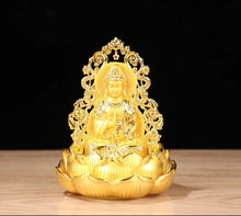 Load image into Gallery viewer, Chinese Feng Shui Lucky Wealth Gold Blessing Guanyin Buddha God Statue Home/Office Decor Sculpture Craft Living Room TV Cabinet Fortune Ornament Housewarming Gift