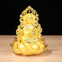 Load image into Gallery viewer, Chinese Feng Shui Lucky Wealth Gold Blessing Guanyin Buddha God Statue Home/Office Decor Sculpture Craft Living Room TV Cabinet Fortune Ornament Housewarming Gift