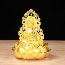 Load image into Gallery viewer, Chinese Feng Shui Lucky Wealth Gold Blessing Guanyin Buddha God Statue Home/Office Decor Sculpture Craft Living Room TV Cabinet Fortune Ornament Housewarming Gift