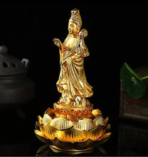 Load image into Gallery viewer, Chinese Feng Shui Lucky Wealth Gold Blessing Guanyin Buddha God Statue Home/Office Decor Sculpture Craft Living Room TV Cabinet Fortune Ornament Housewarming Gift