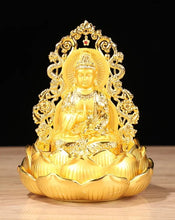Load image into Gallery viewer, Chinese Feng Shui Lucky Wealth Gold Blessing Guanyin Buddha God Statue Home/Office Decor Sculpture Craft Living Room TV Cabinet Fortune Ornament Housewarming Gift