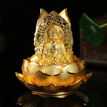 Load image into Gallery viewer, Chinese Feng Shui Lucky Wealth Gold Blessing Guanyin Buddha God Statue Home/Office Decor Sculpture Craft Living Room TV Cabinet Fortune Ornament Housewarming Gift