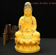 Load image into Gallery viewer, Chinese Feng Shui Lucky Wealth Gold Blessing Guanyin Statue Home/Office Decor Sculpture Craft Living Room TV Cabinet Fortune Ornament Housewarming Gift