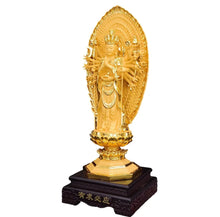 Load image into Gallery viewer, Chinese Feng Shui Lucky Wealth Gold Blessing Guanyin Statue Home/Office Decor Sculpture Craft Living Room TV Cabinet Fortune Ornament Housewarming Gift