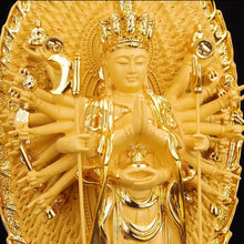 Load image into Gallery viewer, Chinese Feng Shui Lucky Wealth Gold Blessing Guanyin Statue Home/Office Decor Sculpture Craft Living Room TV Cabinet Fortune Ornament Housewarming Gift