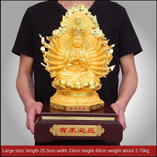 Load image into Gallery viewer, Chinese Feng Shui Lucky Wealth Gold Blessing Guanyin Statue Home/Office Decor Sculpture Craft Living Room TV Cabinet Fortune Ornament Housewarming Gift