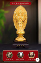 Load image into Gallery viewer, Chinese Feng Shui Lucky Wealth Gold Blessing Guanyin Statue Home/Office Decor Sculpture Craft Living Room TV Cabinet Fortune Ornament Housewarming Gift