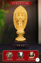 Load image into Gallery viewer, Chinese Feng Shui Lucky Wealth Gold Blessing Guanyin Statue Home/Office Decor Sculpture Craft Living Room TV Cabinet Fortune Ornament Housewarming Gift