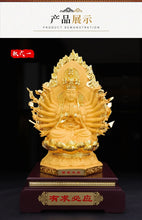 Load image into Gallery viewer, Chinese Feng Shui Lucky Wealth Gold Blessing Guanyin Statue Home/Office Decor Sculpture Craft Living Room TV Cabinet Fortune Ornament Housewarming Gift
