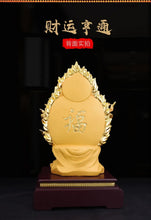 Load image into Gallery viewer, Chinese Feng Shui Lucky Wealth Gold Blessing Guanyin Statue Home/Office Decor Sculpture Craft Living Room TV Cabinet Fortune Ornament Housewarming Gift
