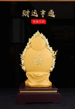 Load image into Gallery viewer, Chinese Feng Shui Lucky Wealth Gold Blessing Guanyin Statue Home/Office Decor Sculpture Craft Living Room TV Cabinet Fortune Ornament Housewarming Gift