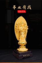 Load image into Gallery viewer, Chinese Feng Shui Lucky Wealth Gold Blessing Guanyin Statue Home/Office Decor Sculpture Craft Living Room TV Cabinet Fortune Ornament Housewarming Gift