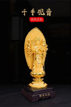 Load image into Gallery viewer, Chinese Feng Shui Lucky Wealth Gold Blessing Guanyin Statue Home/Office Decor Sculpture Craft Living Room TV Cabinet Fortune Ornament Housewarming Gift