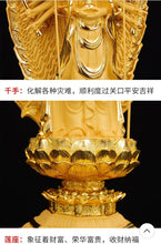 Load image into Gallery viewer, Chinese Feng Shui Lucky Wealth Gold Blessing Guanyin Statue Home/Office Decor Sculpture Craft Living Room TV Cabinet Fortune Ornament Housewarming Gift
