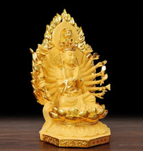 Load image into Gallery viewer, Chinese Feng Shui Lucky Wealth Gold Blessing Guanyin Statue Home/Office Decor Sculpture Craft Living Room TV Cabinet Fortune Ornament Housewarming Gift