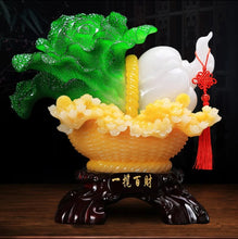 Load image into Gallery viewer, Chinese Feng Shui Lucky Wealth Cabbage Statue Home/Office Decor Sculpture Craft Living Room TV Cabinet Fortune Ornament Housewarming Gift