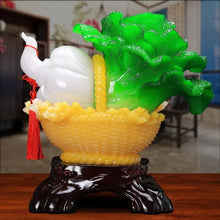 Load image into Gallery viewer, Chinese Feng Shui Lucky Wealth Cabbage Statue Home/Office Decor Sculpture Craft Living Room TV Cabinet Fortune Ornament Housewarming Gift