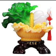 Load image into Gallery viewer, Chinese Feng Shui Lucky Wealth Cabbage Statue Home/Office Decor Sculpture Craft Living Room TV Cabinet Fortune Ornament Housewarming Gift
